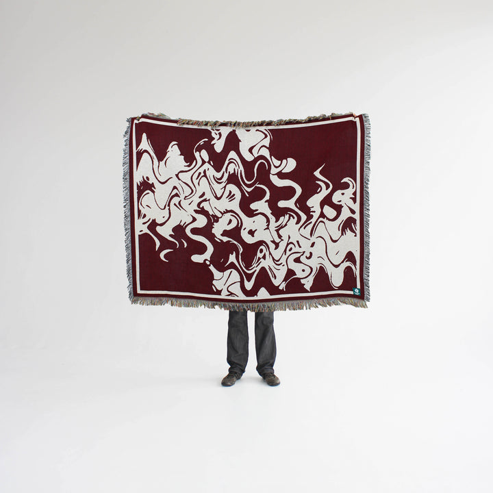 Smoke Burgundy - Woven Throw Blanket