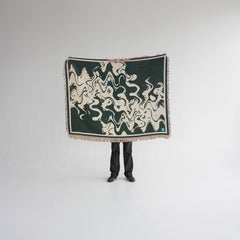 Smoke Forest Green - Woven Throw Blanket