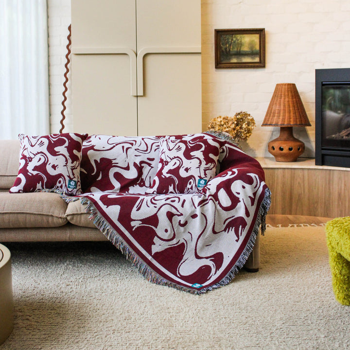 Smoke Burgundy - Woven Throw Blanket