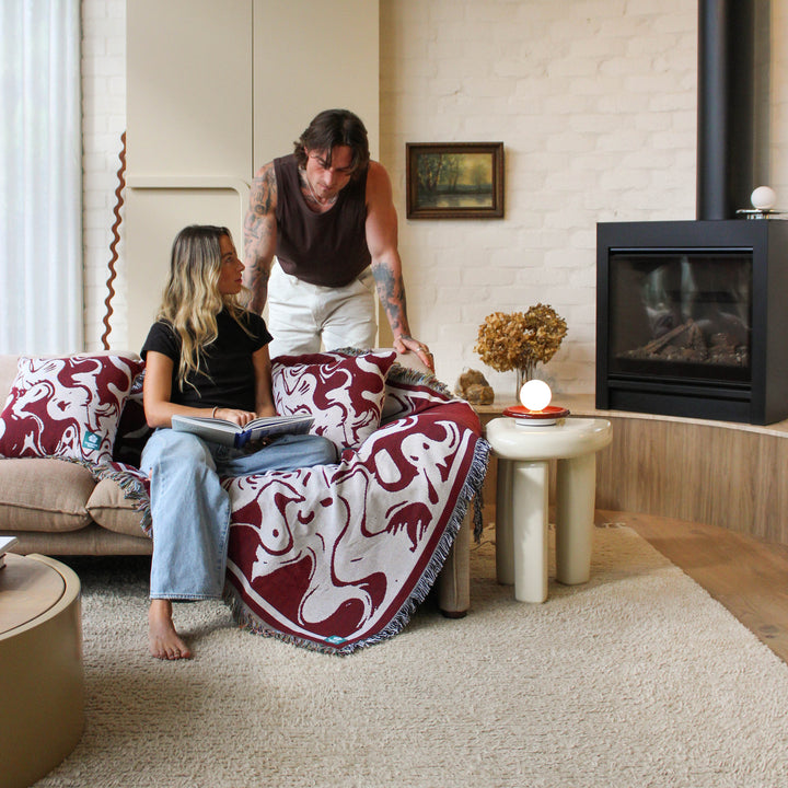 Smoke Burgundy - Woven Throw Blanket