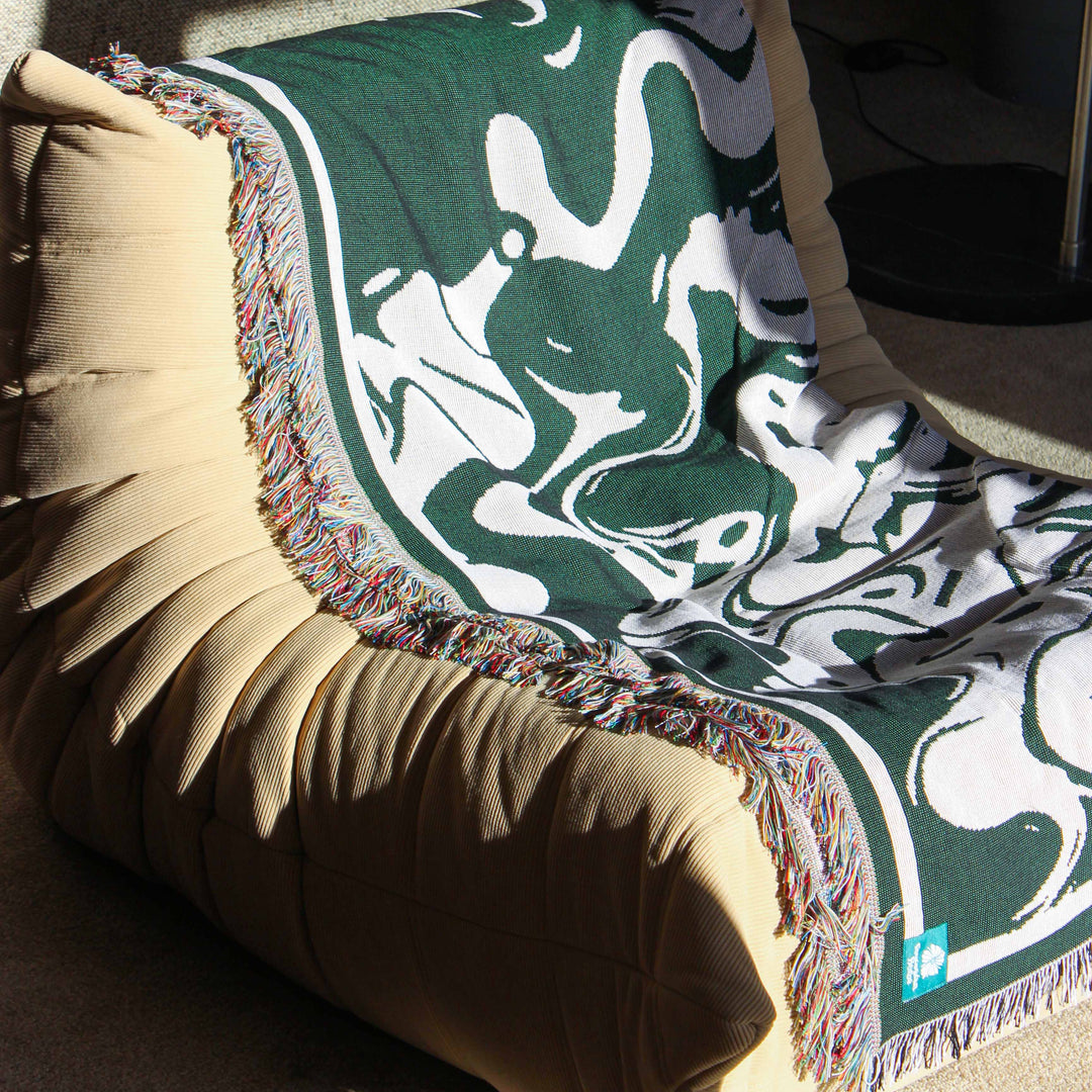 Smoke Forest Green - Woven Throw Blanket