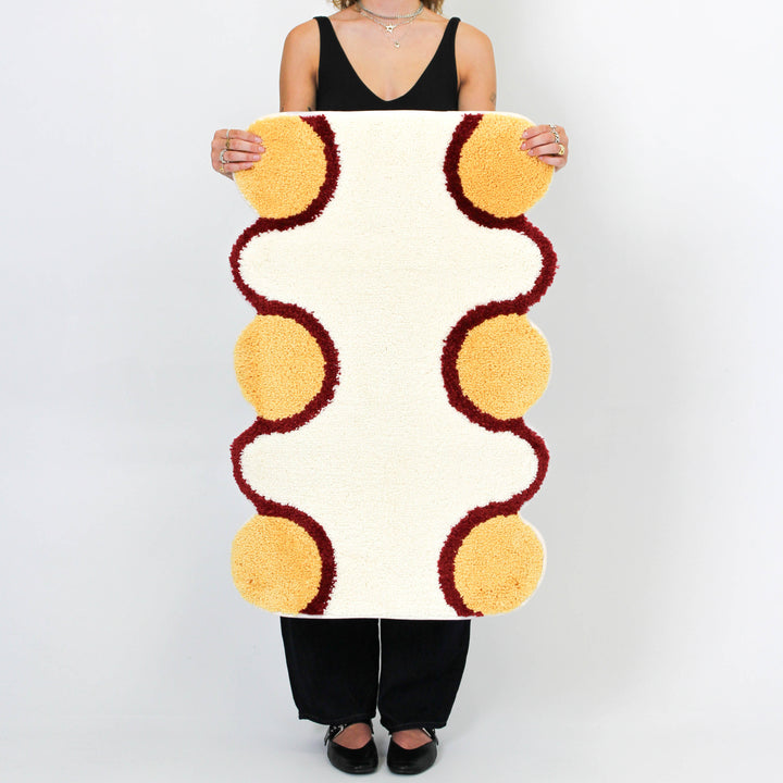Orbit Bath Mat - Mustard/Maroon