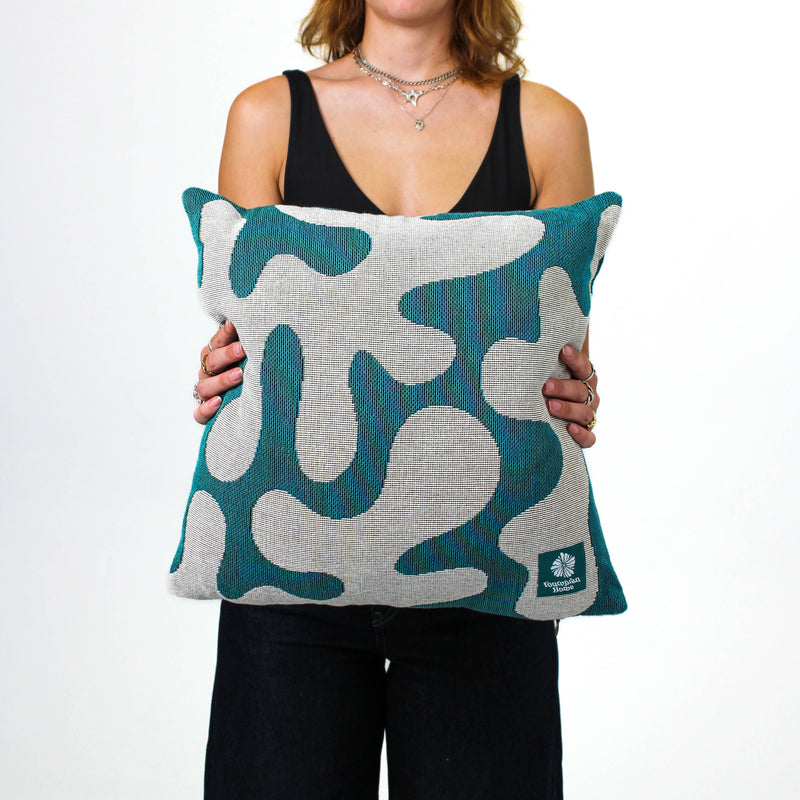 Squiggle Cushion Cover - Teal