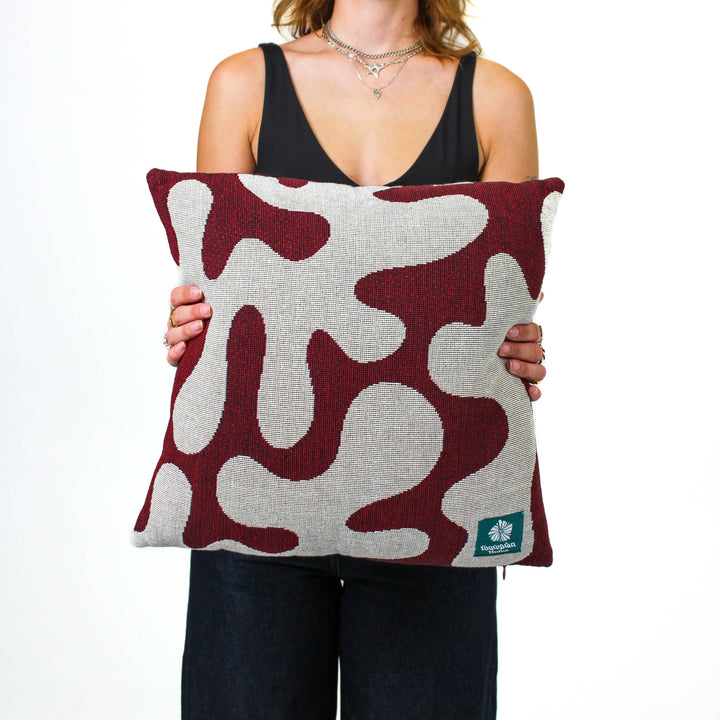 Squiggle Cushion Cover - Maroon
