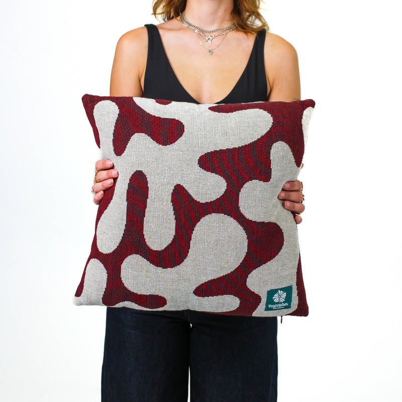Squiggle Cushion Cover - Maroon