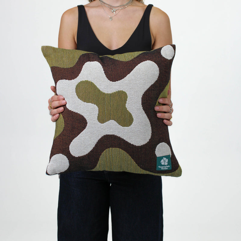 Ripple Cushion Cover - Brown/Meadow