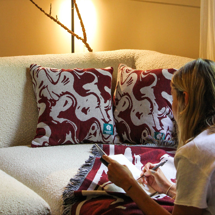 Smoke Burgundy - Woven Throw Blanket
