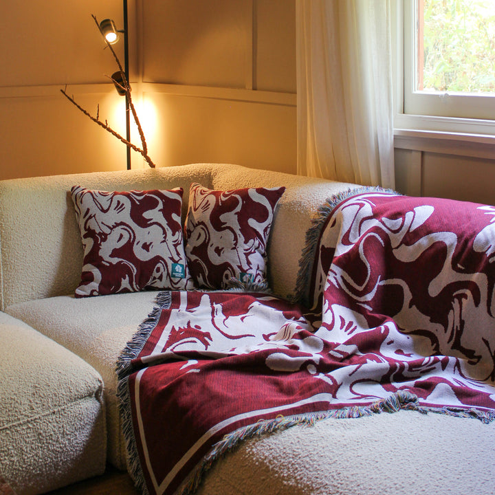 Smoke Burgundy - Woven Throw Blanket