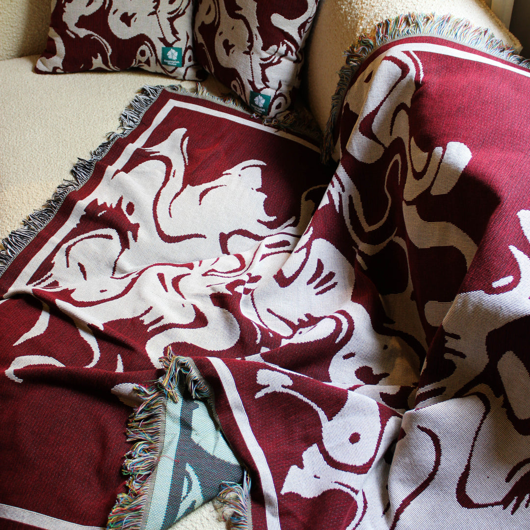 Smoke Burgundy - Woven Throw Blanket