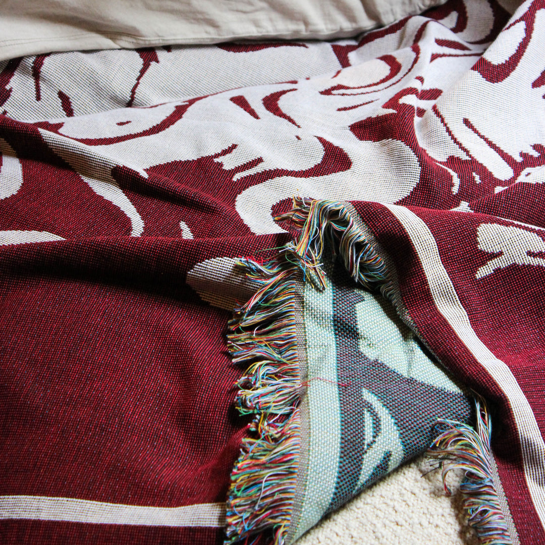 Smoke Burgundy - Woven Throw Blanket