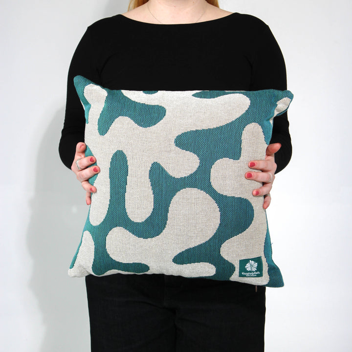 Squiggle Throw Cushion - Teal
