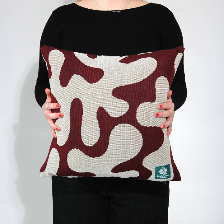 Squiggle Throw Cushion - Maroon