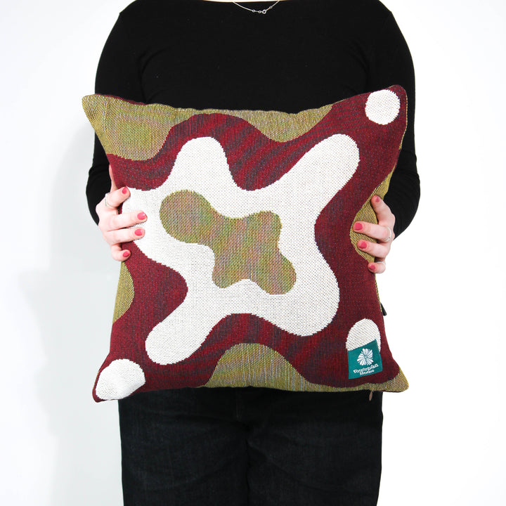 Ripple Throw Cushion - Maroon/Meadow