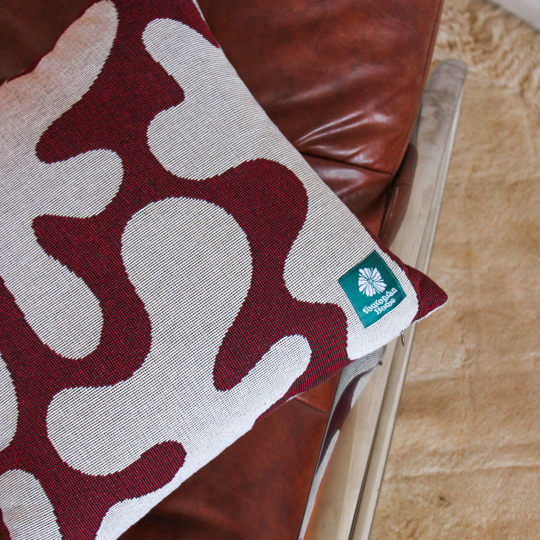 Squiggle Throw Cushion - Maroon