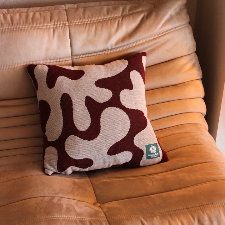 Squiggle Throw Cushion - Maroon