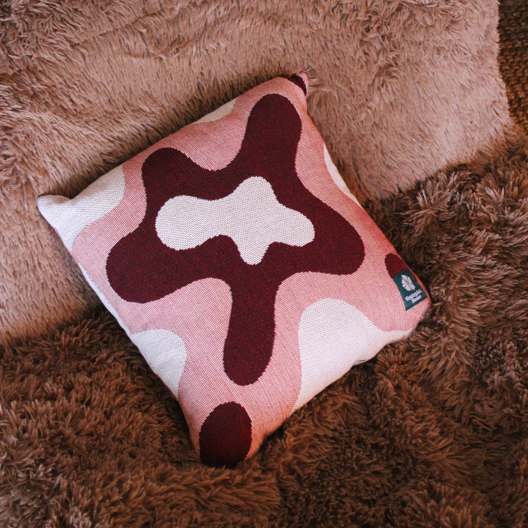 Ripple Throw Cushion - Pink/Maroon