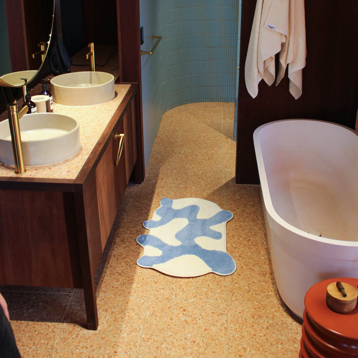 Splat Bath Mat - Blue/Ivory