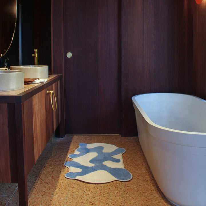 Splat Bath Mat - Blue/Ivory