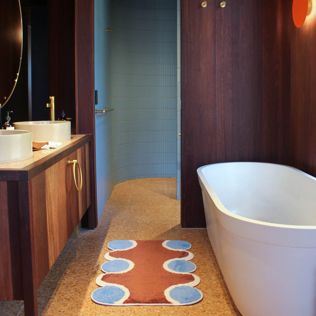 Orbit Bath Mat - Blue/Brown