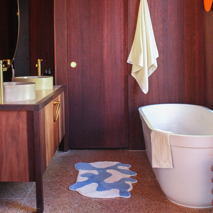 Splat Bath Mat - Blue/Ivory