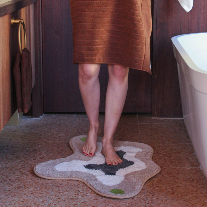 Wobble Bath Mat - Taupe/Navy