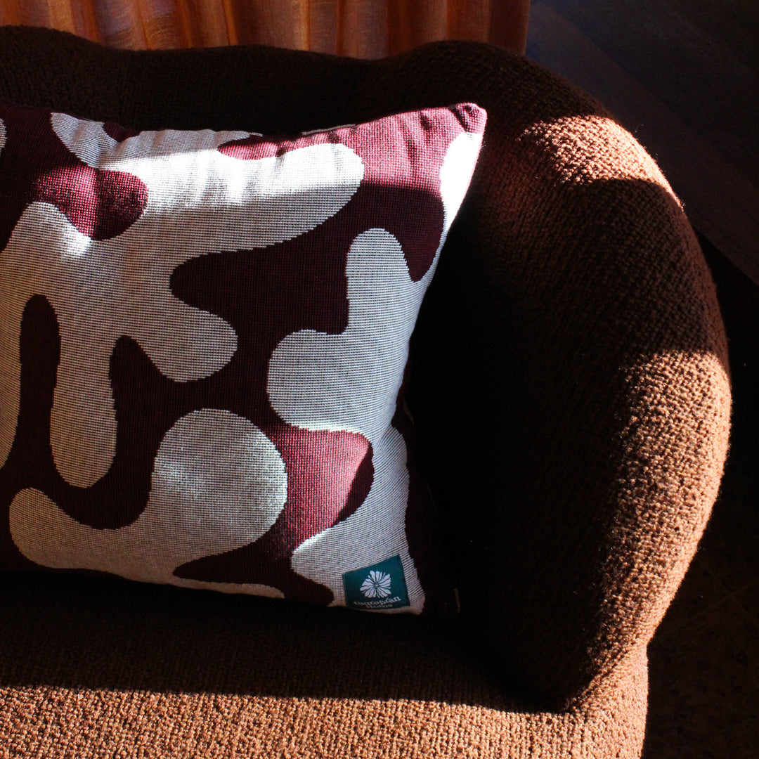 Squiggle Throw Cushion - Maroon