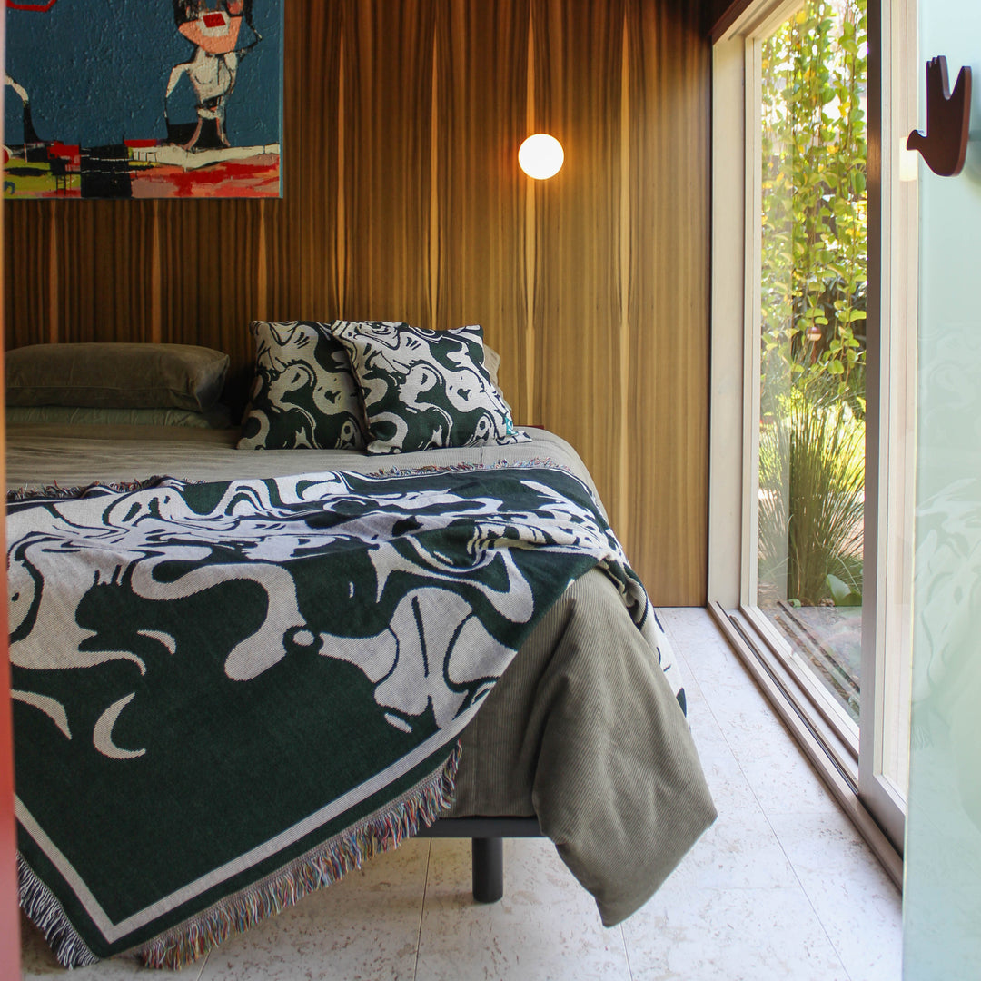 Smoke Forest Green - Woven Throw Blanket