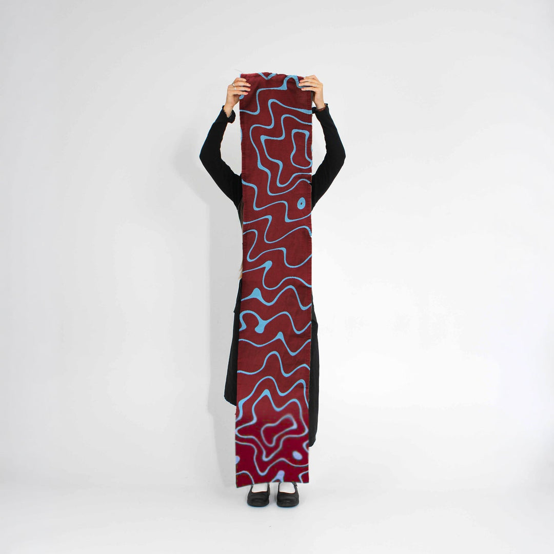 Maroon/Blue Table Runner 33x180cm