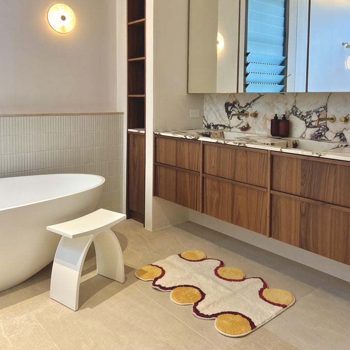 Orbit Bath Mat - Mustard/Maroon
